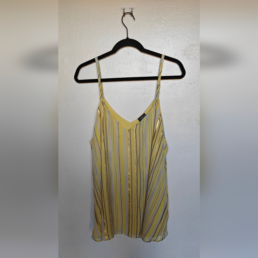Torrid Plus Size Yellow Stripe Sophie Chiffon Swing Cami Size 3